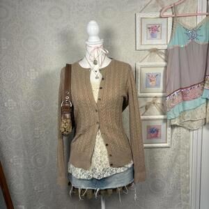 vintage elena gilbert layering brown cardigan